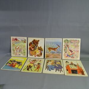 Vintage 1950's Playskool Golden Books Press Inc Puzzle Lot of 8 Original Box